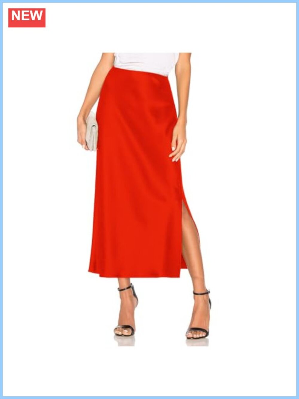 Women's Satin High Waisted Midi Skirt A-Line Cocktail Party